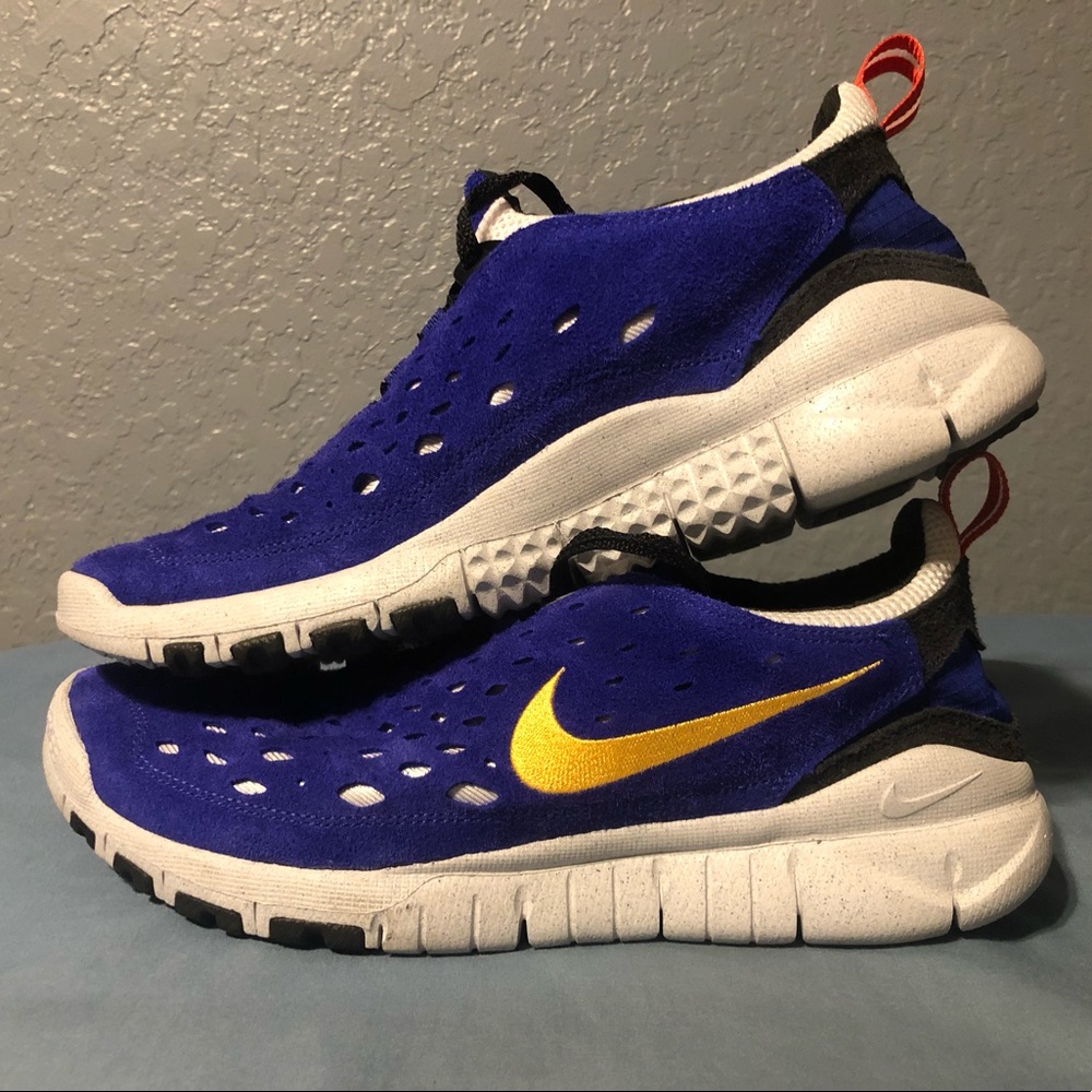 Nike Free Run Trail Men's Running Shoes Blue Taxi Yellow CW5814-401 Sz 9.5